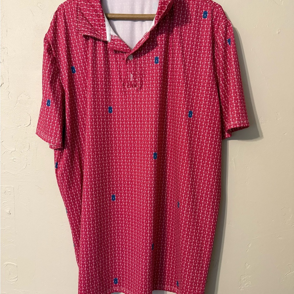 Men's Red Patterned Polo Shirt